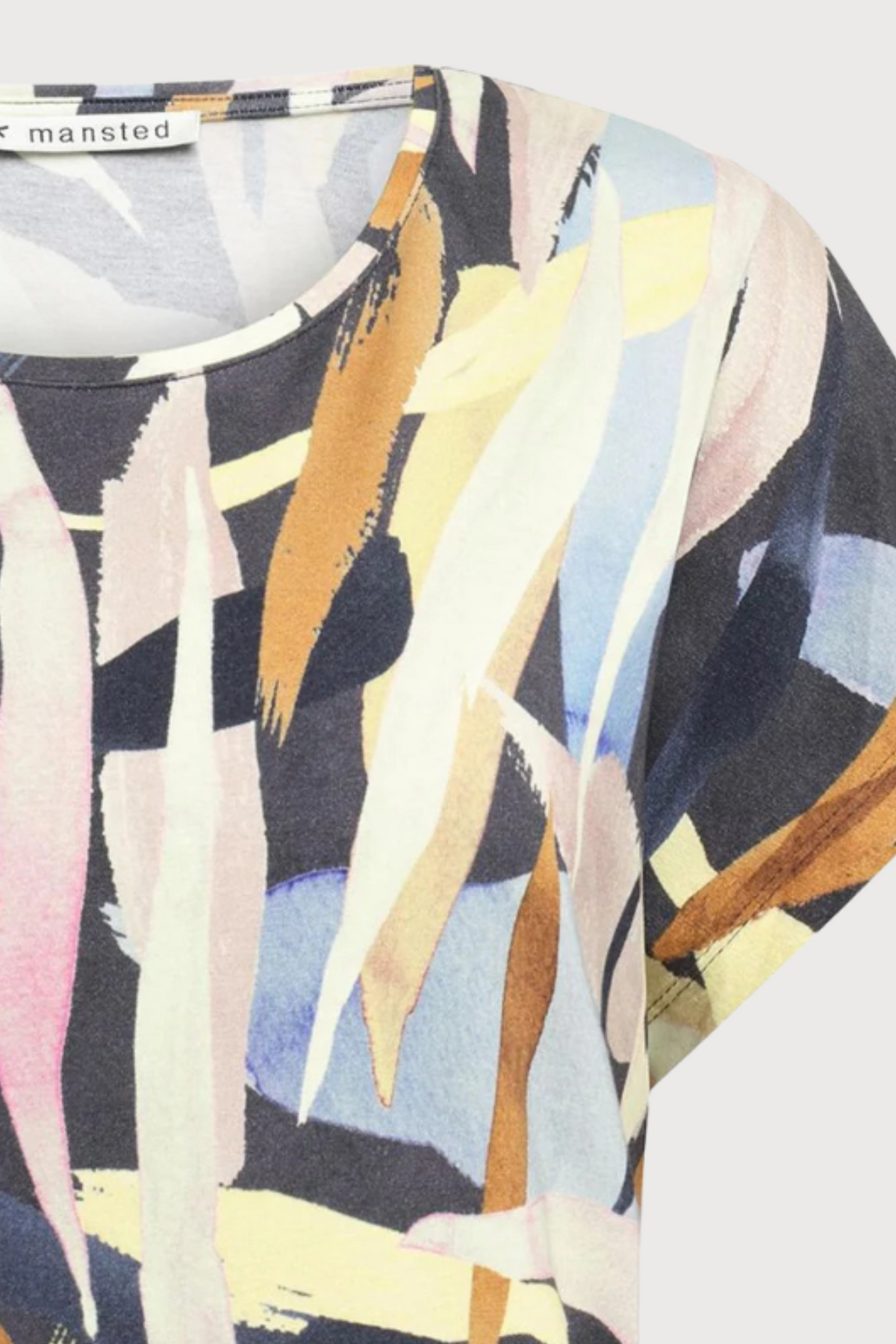 Mansted Denmark Priya Leaf Jersey Top in Cold Grey