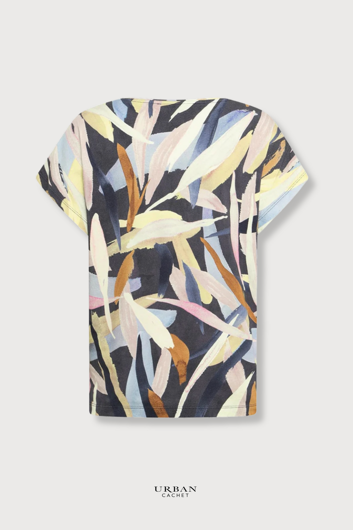 Mansted Denmark Priya Leaf Jersey Top in Cold Grey