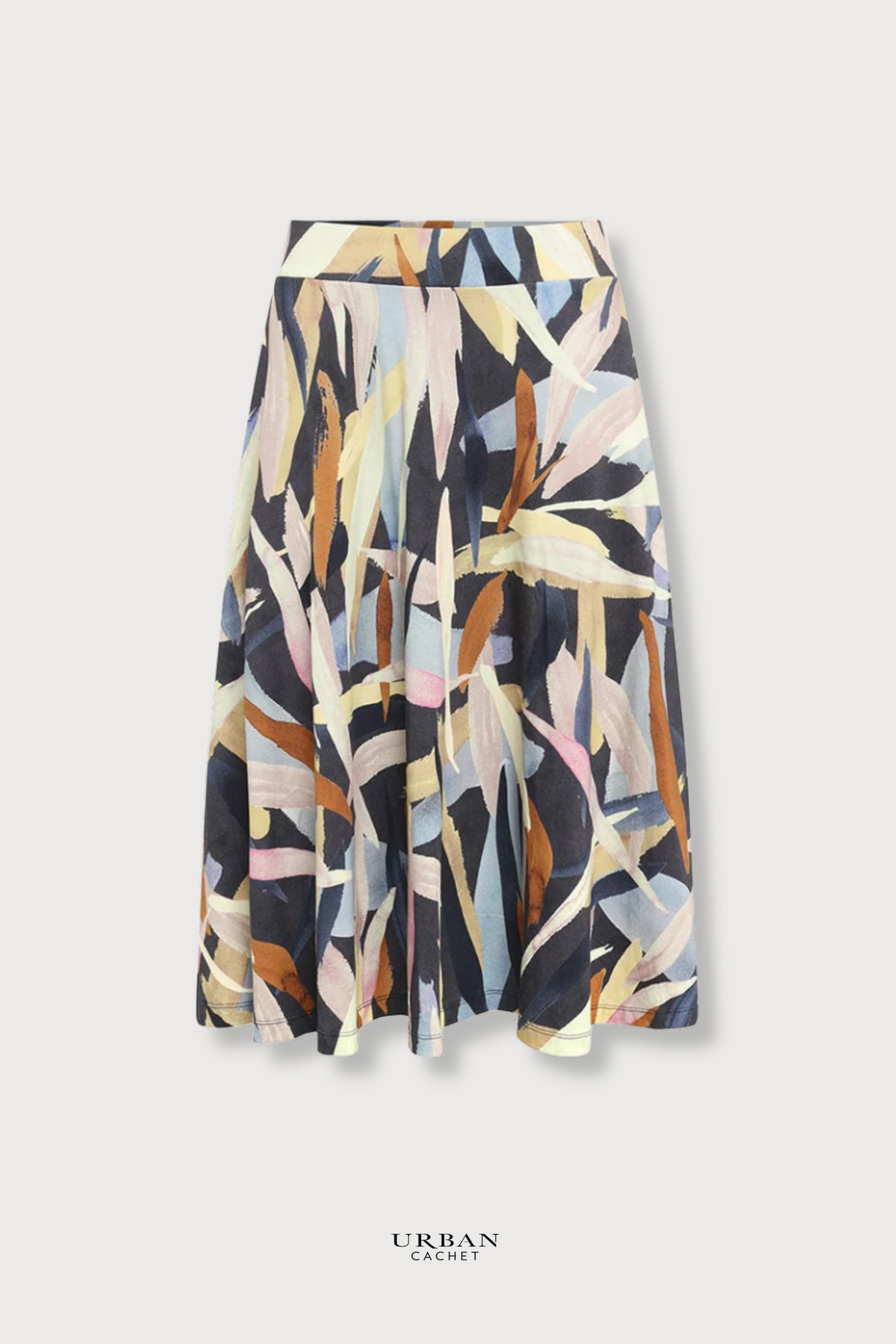 Mansted Denmark Pretty Leaf Jersey Skirt in Cold Grey