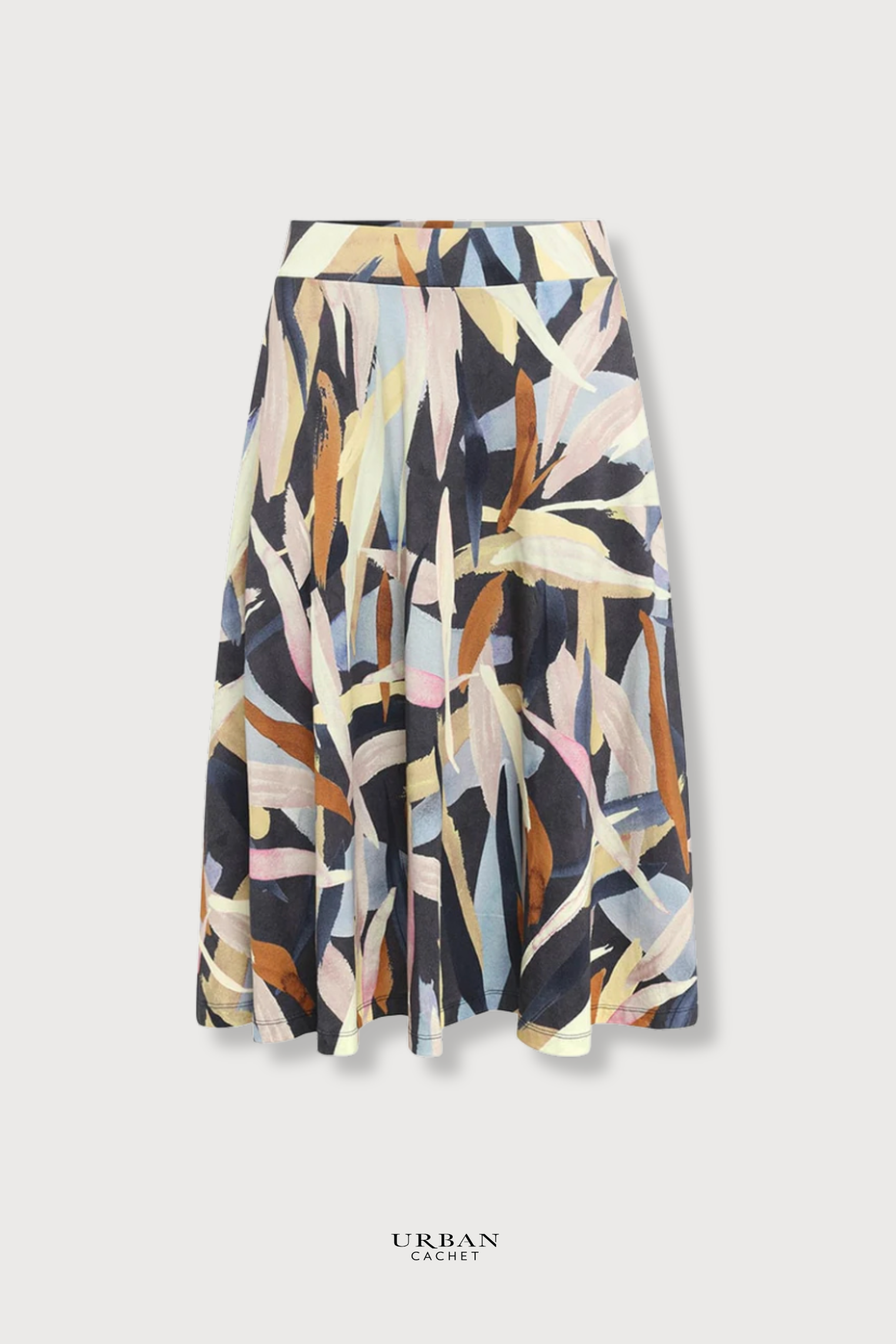 Mansted Denmark Pretty Leaf Jersey Skirt in Cold Grey