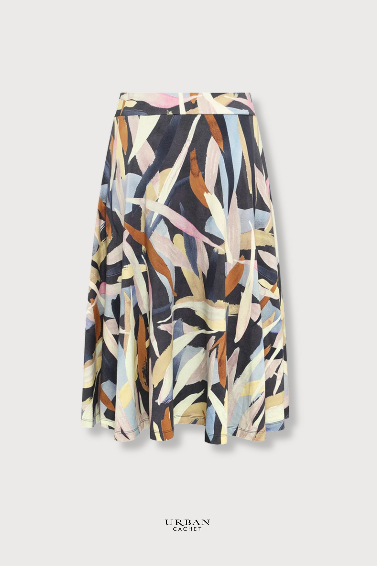 Mansted Denmark Pretty Leaf Jersey Skirt in Cold Grey