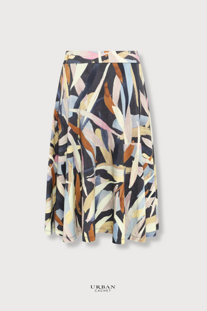 Mansted Denmark Pretty Leaf Jersey Skirt in Cold Grey