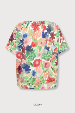 Mansted Denmark Gabby Potato Floral Wedge Top in Rose