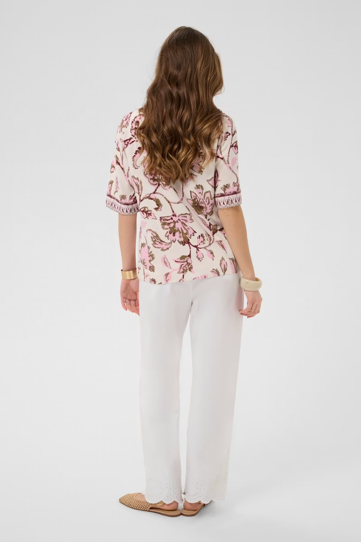 Cream Clothing Tiah Boho Blouse in Pink Flower