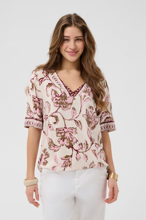 Cream Clothing Tiah Boho Blouse in Pink Flower