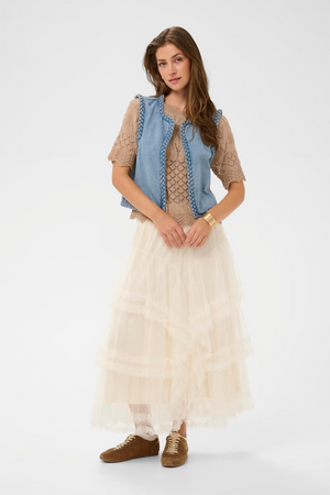Cream Clothing Rina Waistcoat in Duncan Medium Blue Denim