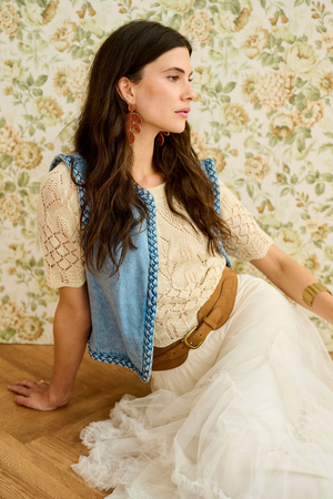 Cream Clothing Rina Waistcoat in Duncan Medium Blue Denim