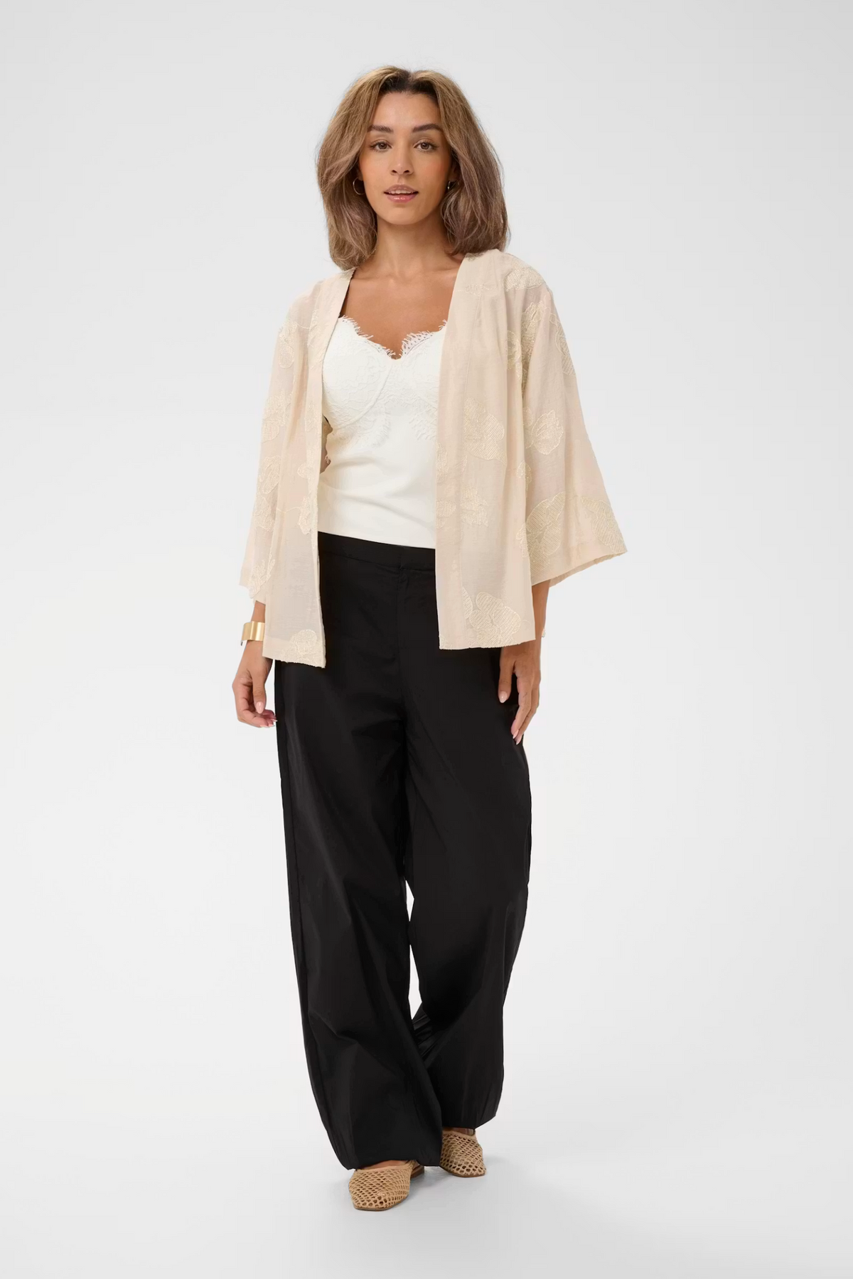 Cream Clothing Emilia Short Kimono jacket in Perfectly Pale Melange