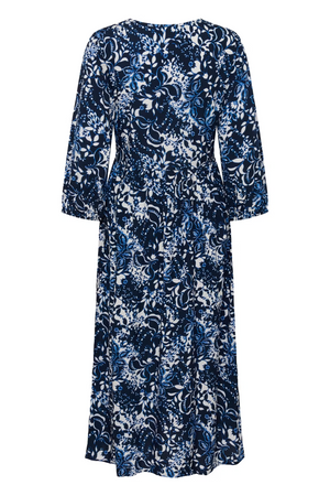 Cream Clothing Tiah Smock Dress in Navy Blue Toile