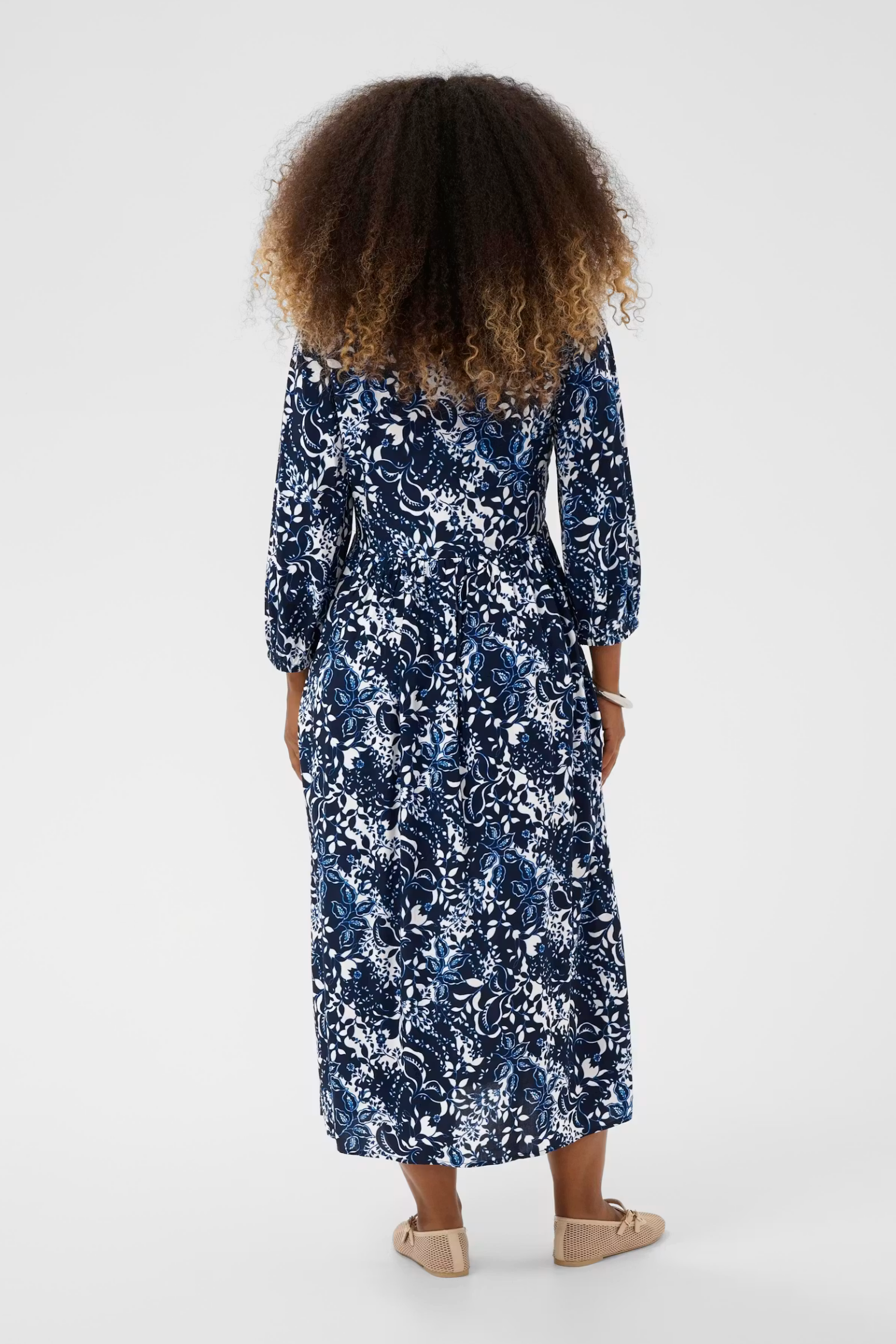 Cream Clothing Tiah Smock Dress in Navy Blue Toile