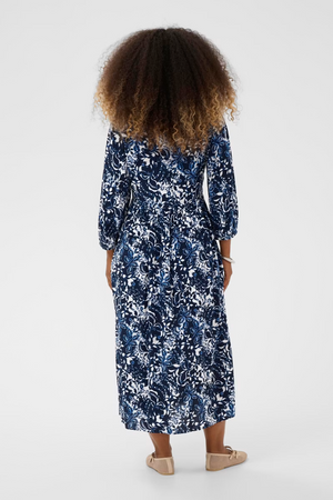 Cream Clothing Tiah Smock Dress in Navy Blue Toile