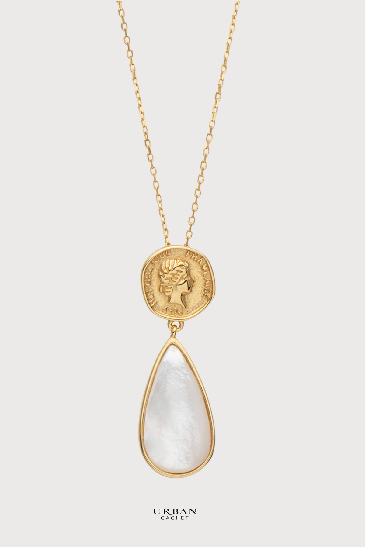 YiSu Design Gold Coin Water Drop Necklace