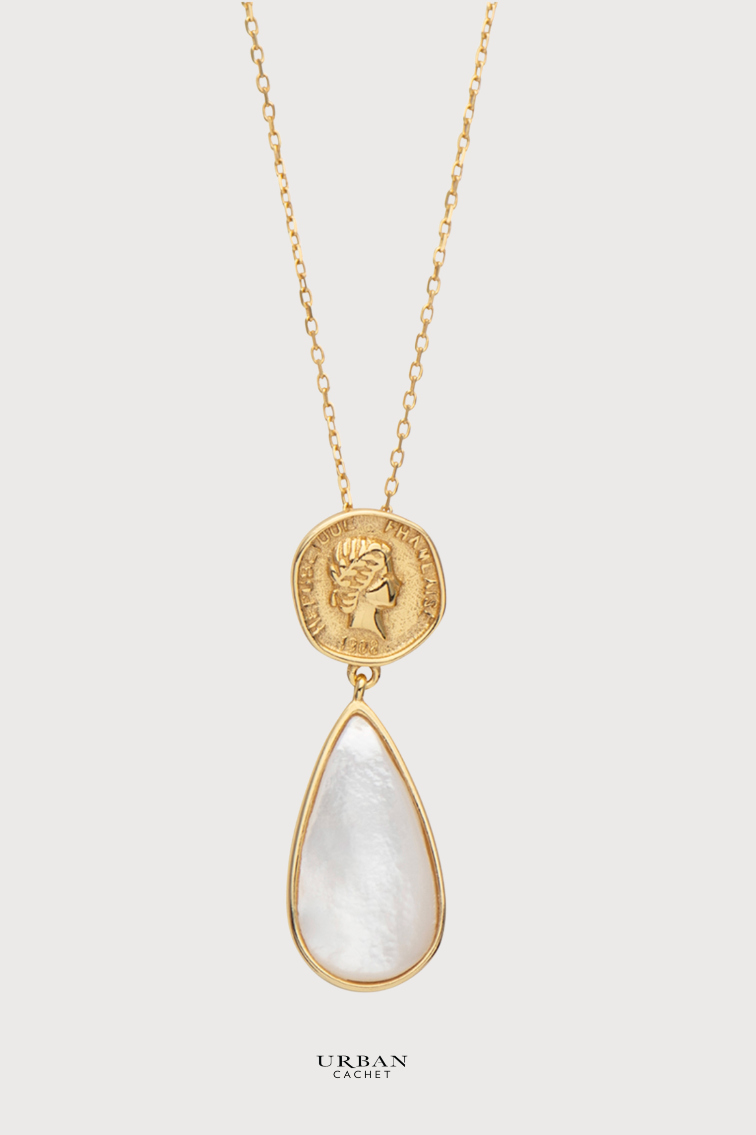 YiSu Design Gold Coin Water Drop Necklace