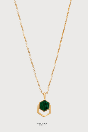 YiSu Design Malachite Hexagon Pendent Necklace