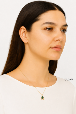 YiSu Design Malachite Hexagon Pendent Necklace