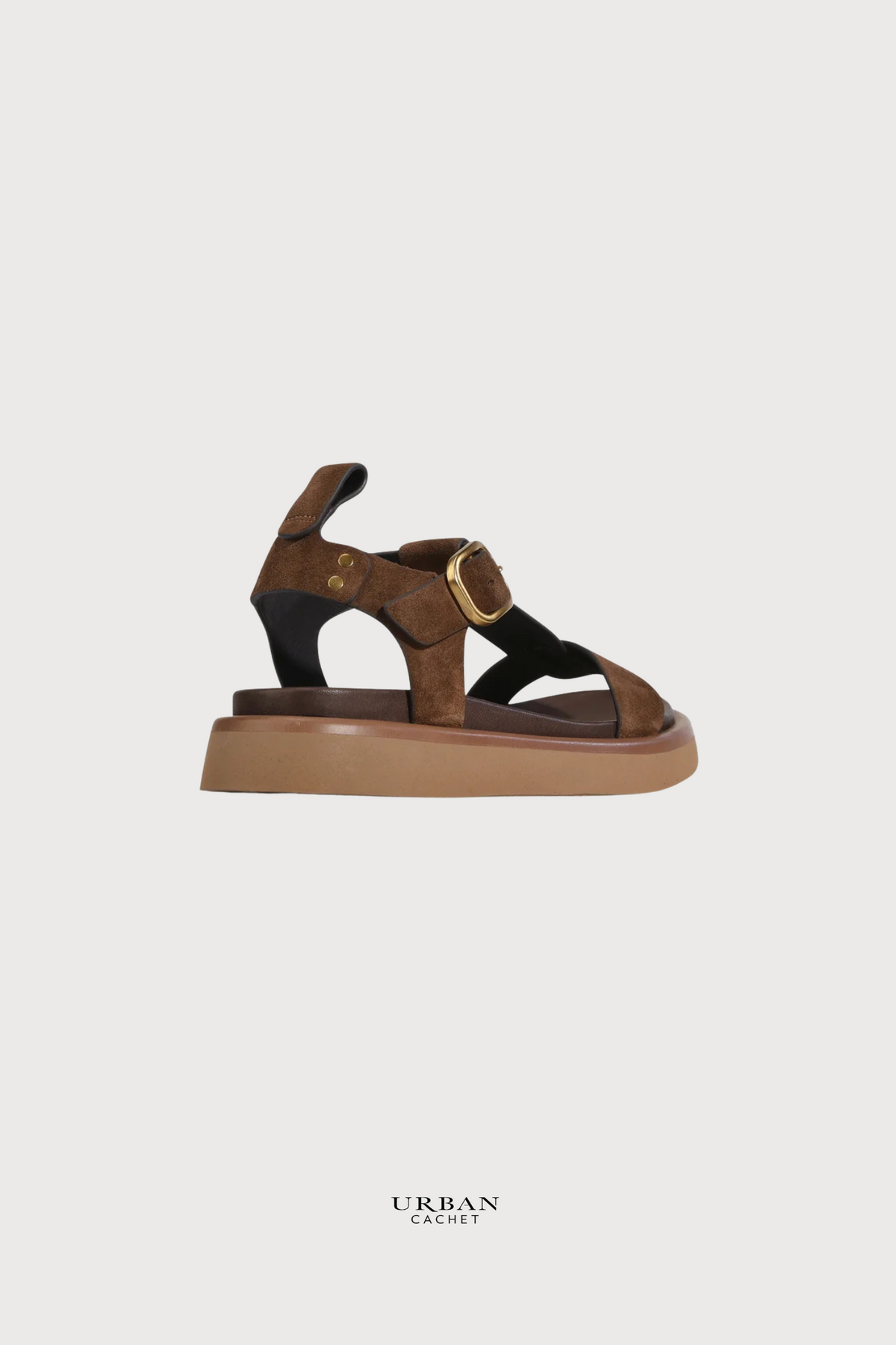 EOS Footwear Slays Sandals in Pecan Suede PREORDER DEL 20TH September