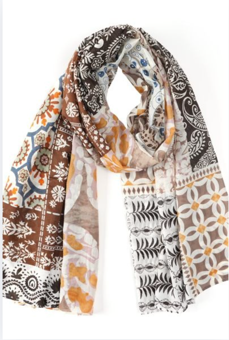 Enhance Accessories Eden Almond Print Scarf 100% Cotton