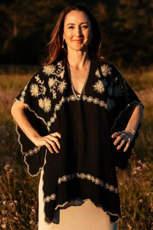 Enhance Accessories Cassie Coverup Garland in Black