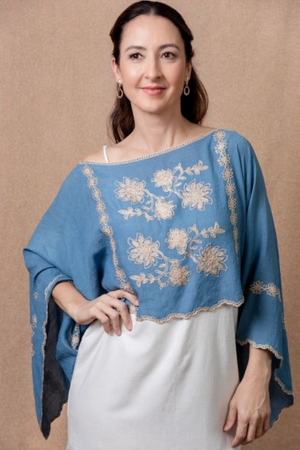 Enhance Accessories Cassie Coverup Garland in Blue
