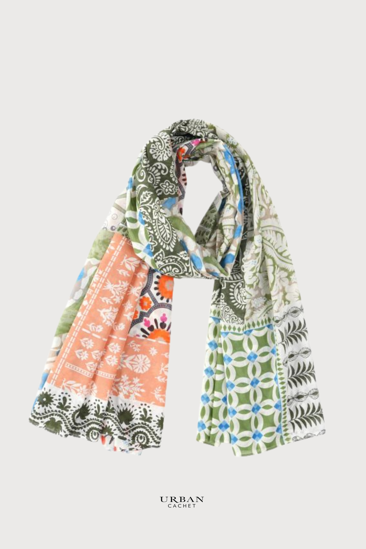 Enhance Accessories Eden Green Print Scarf 100% Cotton