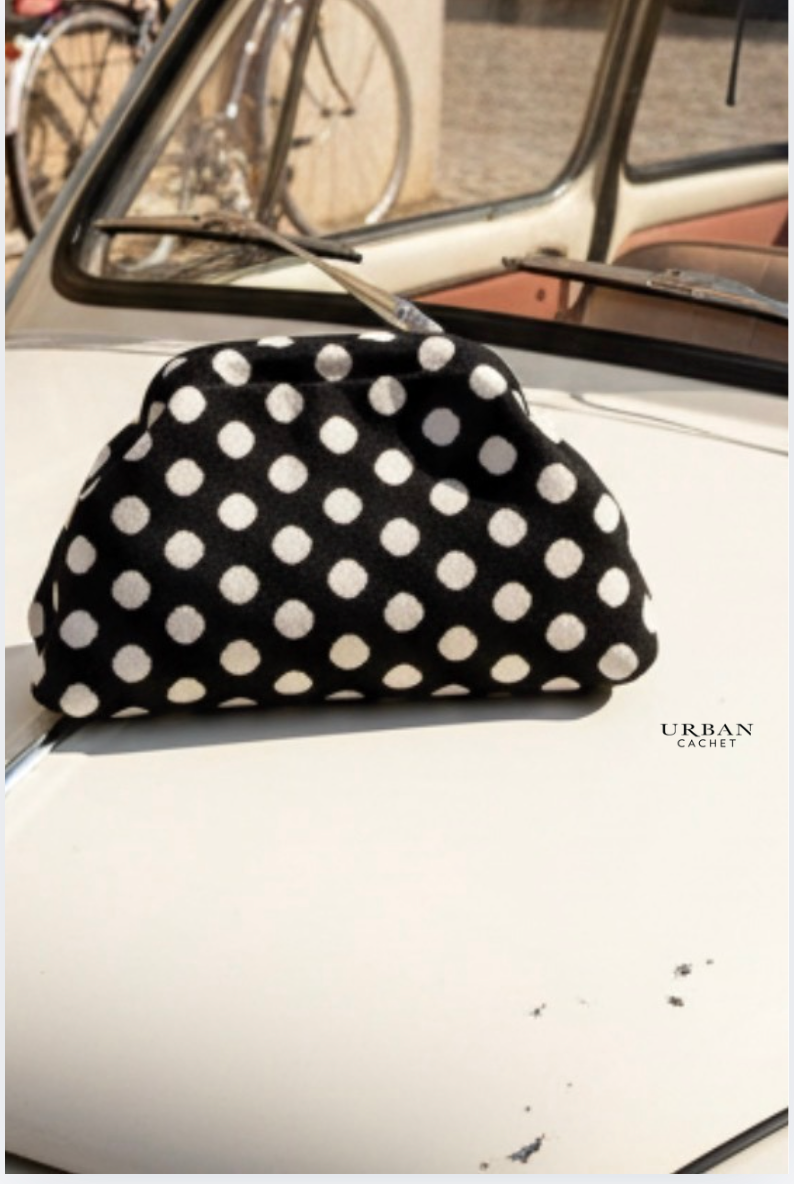 Goldie & Co Bondi Spot Clutch in Black/White Spot