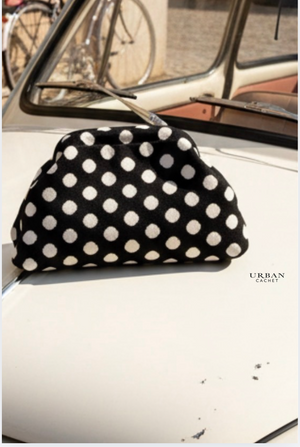 Goldie & Co Bondi Spot Clutch in Black/White Spot
