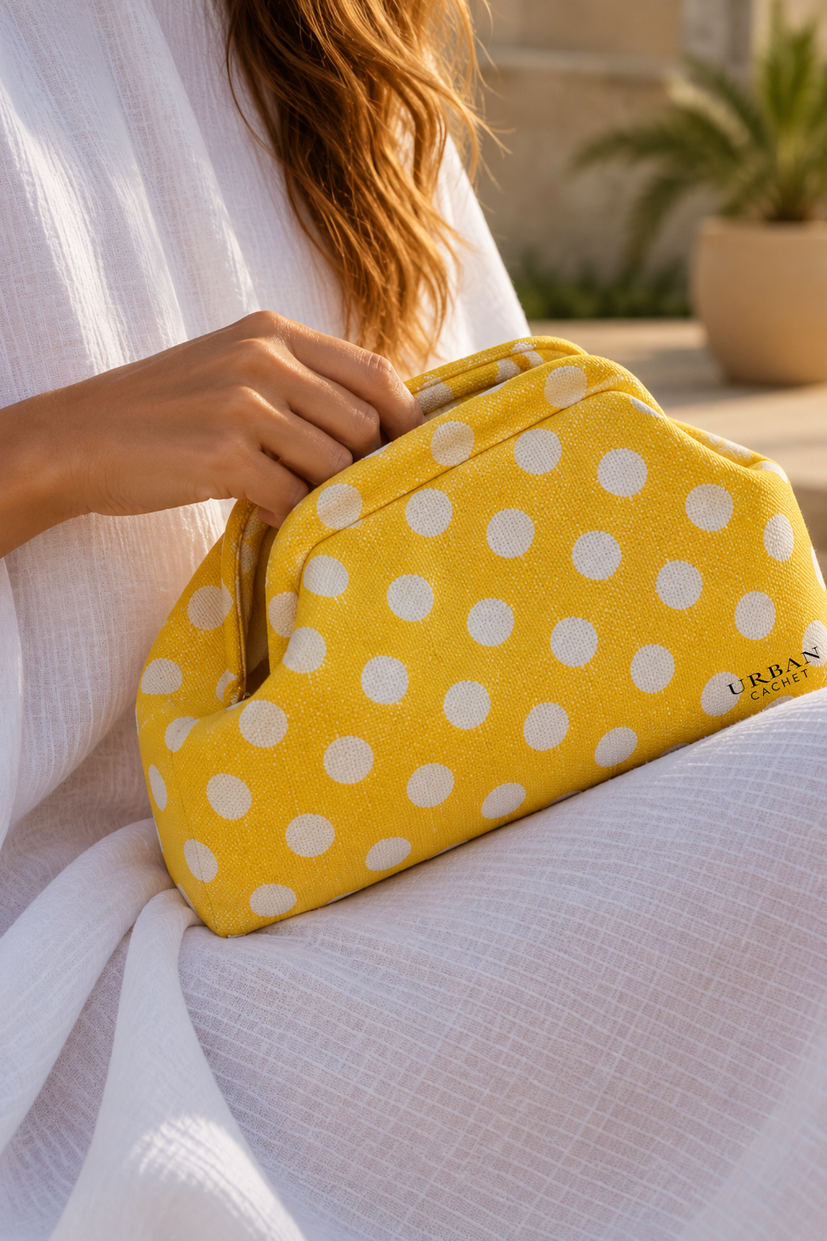 Goldie & Co Bondi Spot Clutch in Yellow & White
