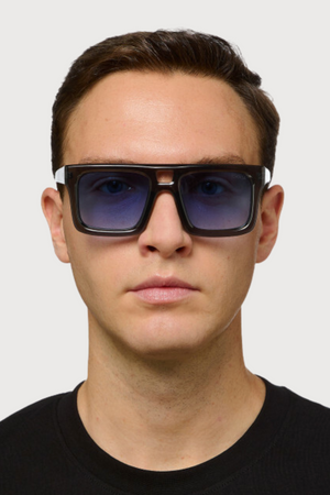 OKKIA Vulcano Sunglasses in Trans Smoke/Blue