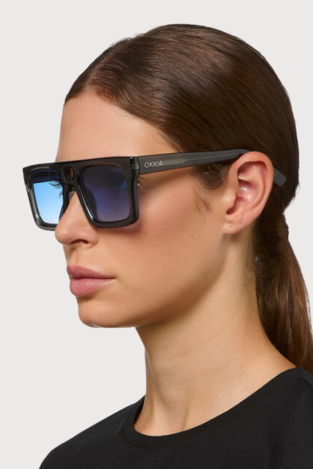 OKKIA Vulcano Sunglasses in Trans Smoke/Blue