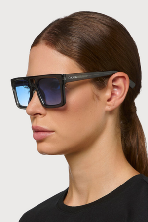 OKKIA Vulcano Sunglasses in Trans Smoke/Blue