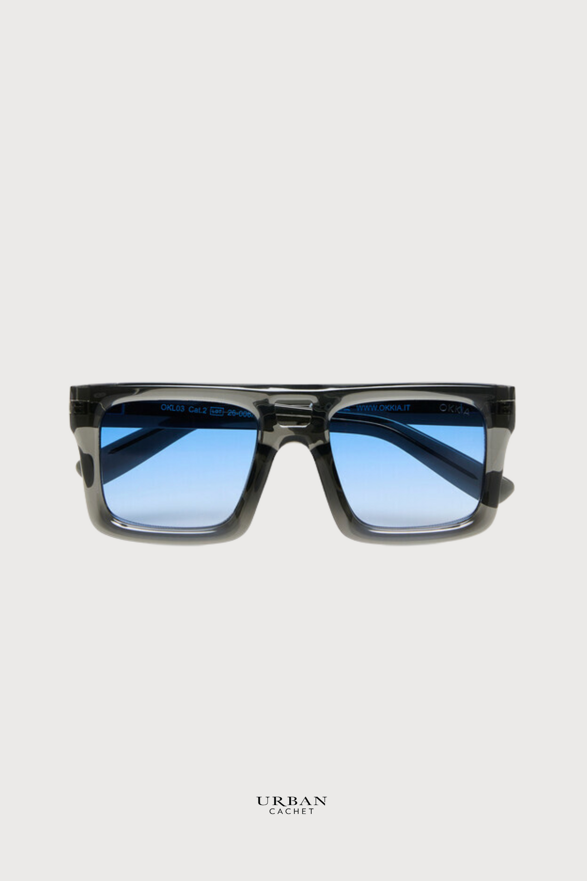 OKKIA Vulcano Sunglasses in Trans Smoke/Blue