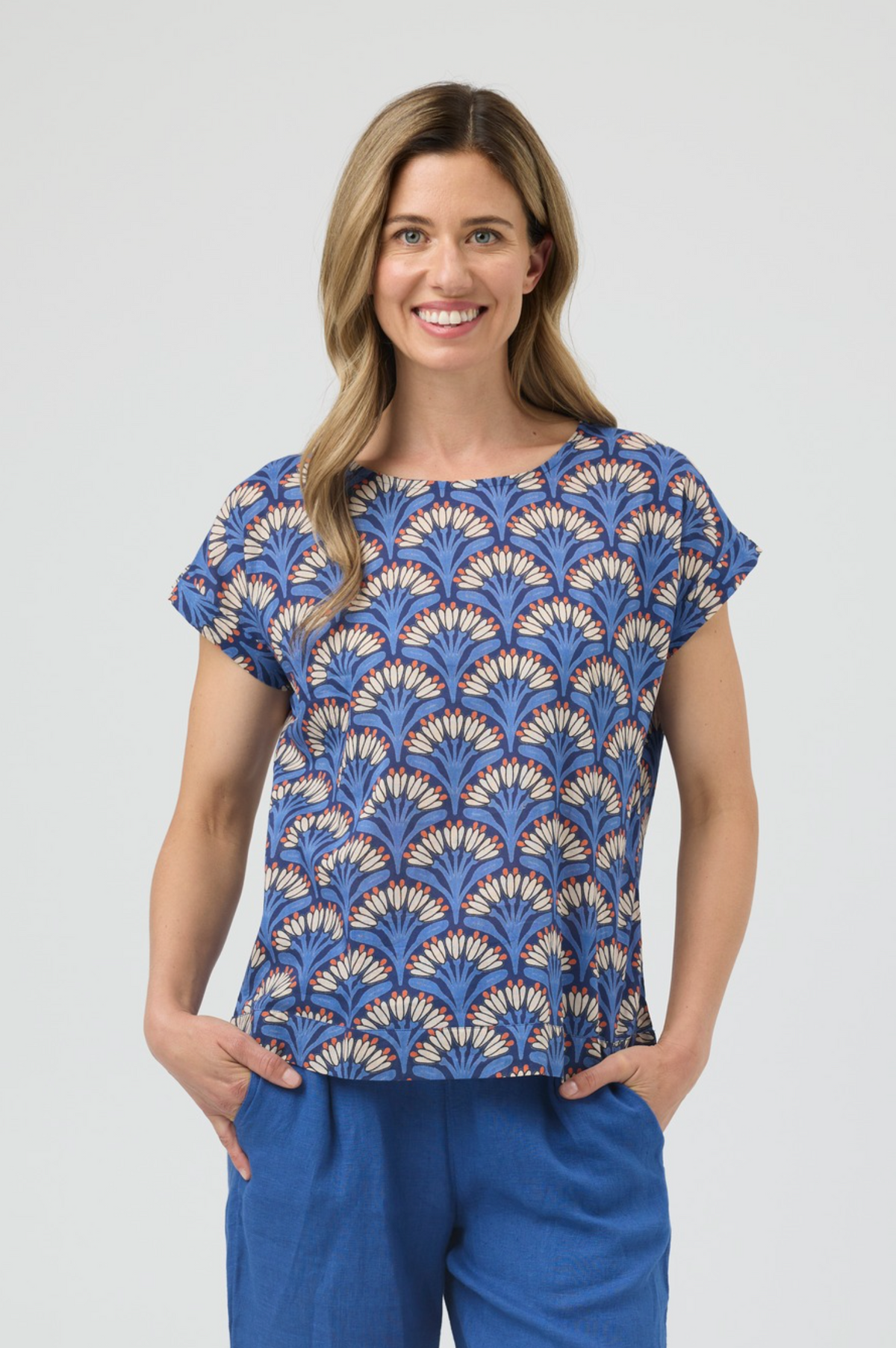 CAKE Vicky Round Neck Cotton Top in French Flower