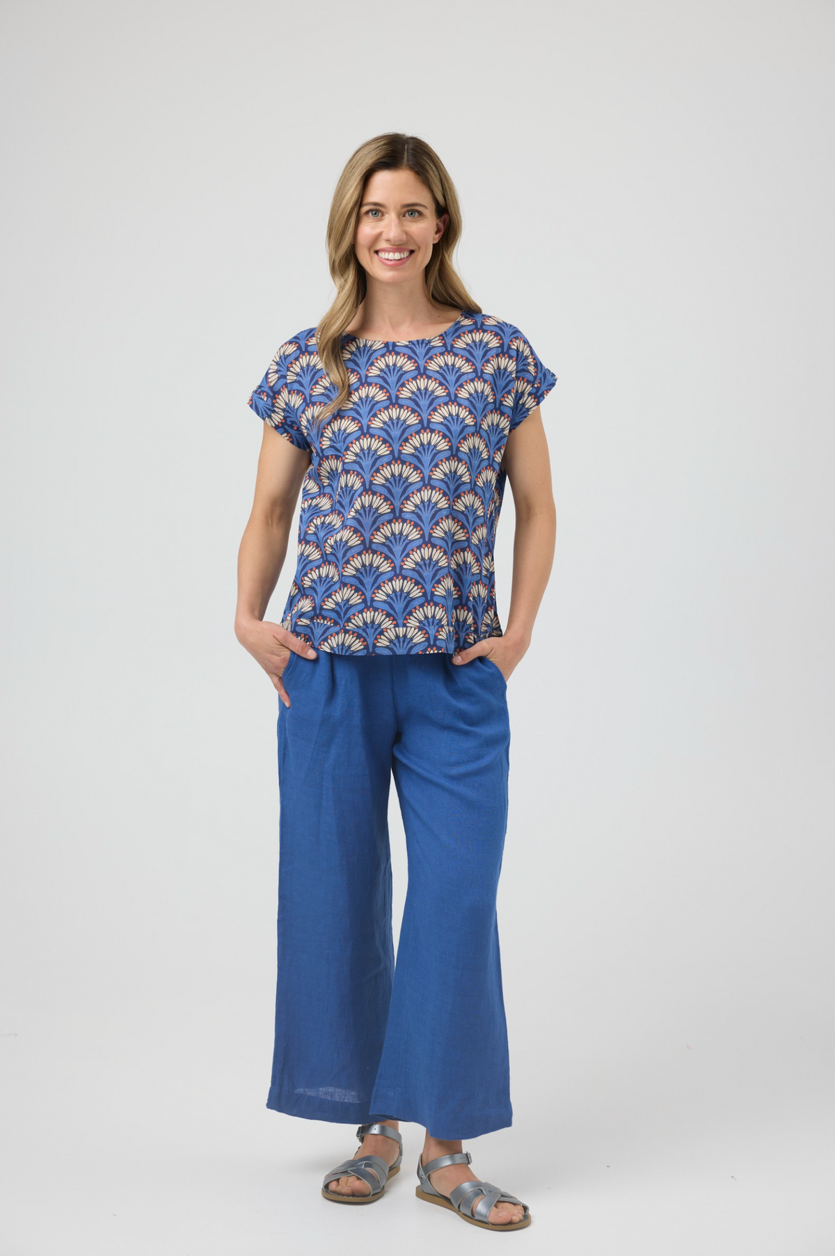 CAKE Vicky Round Neck Cotton Top in French Flower