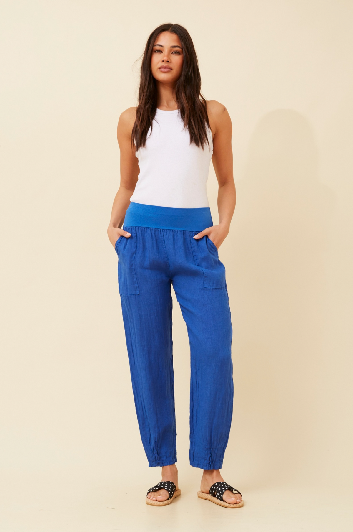 Bottega Moda Long Pant in Blue Cina