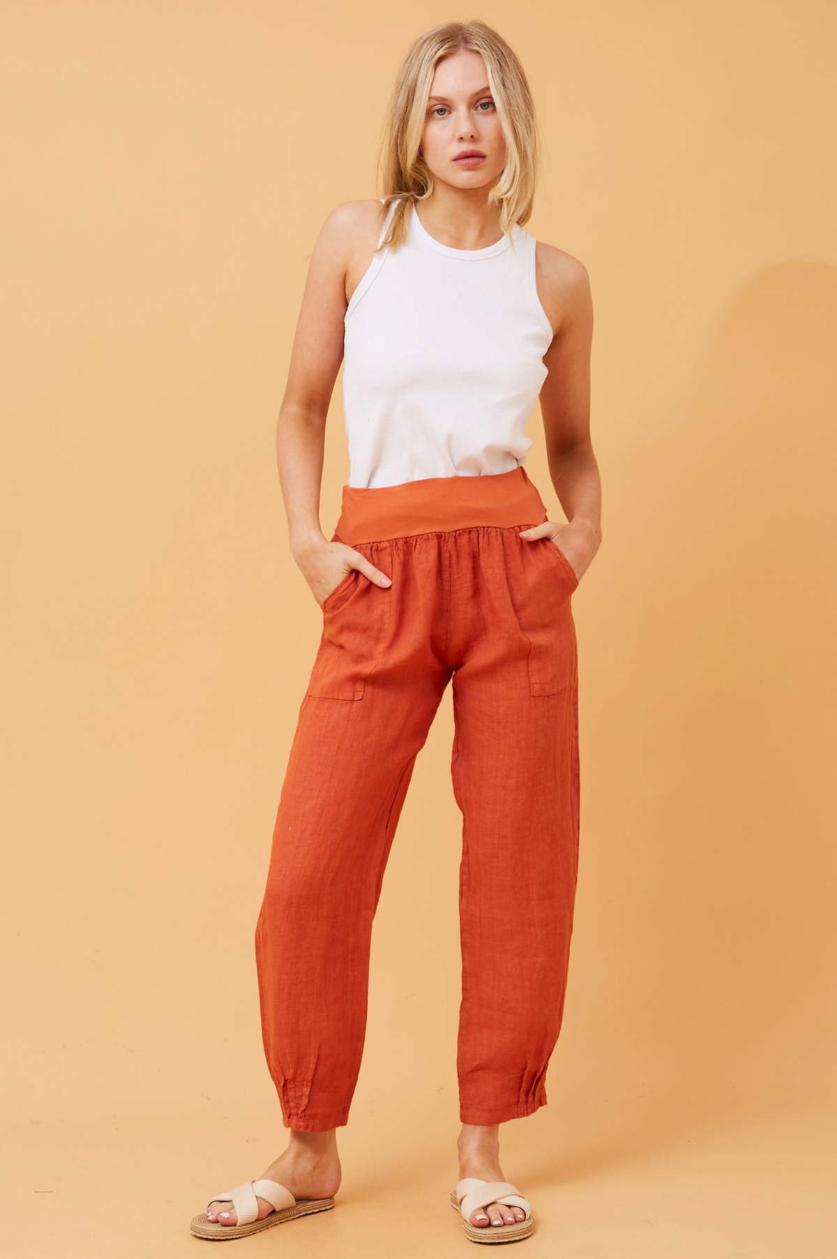 Bottega Moda Long Pant in Rust