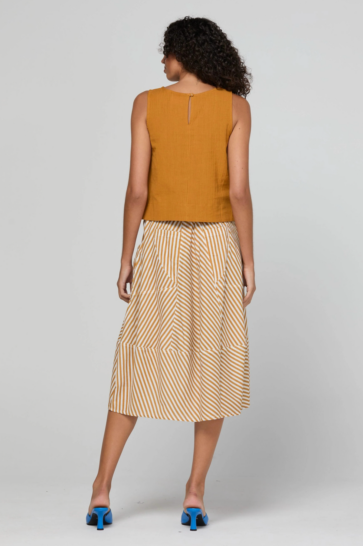 Boom Shankar Guru Skirt in Mustard Stripe