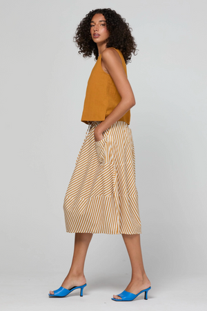 Boom Shankar Guru Skirt in Mustard Stripe