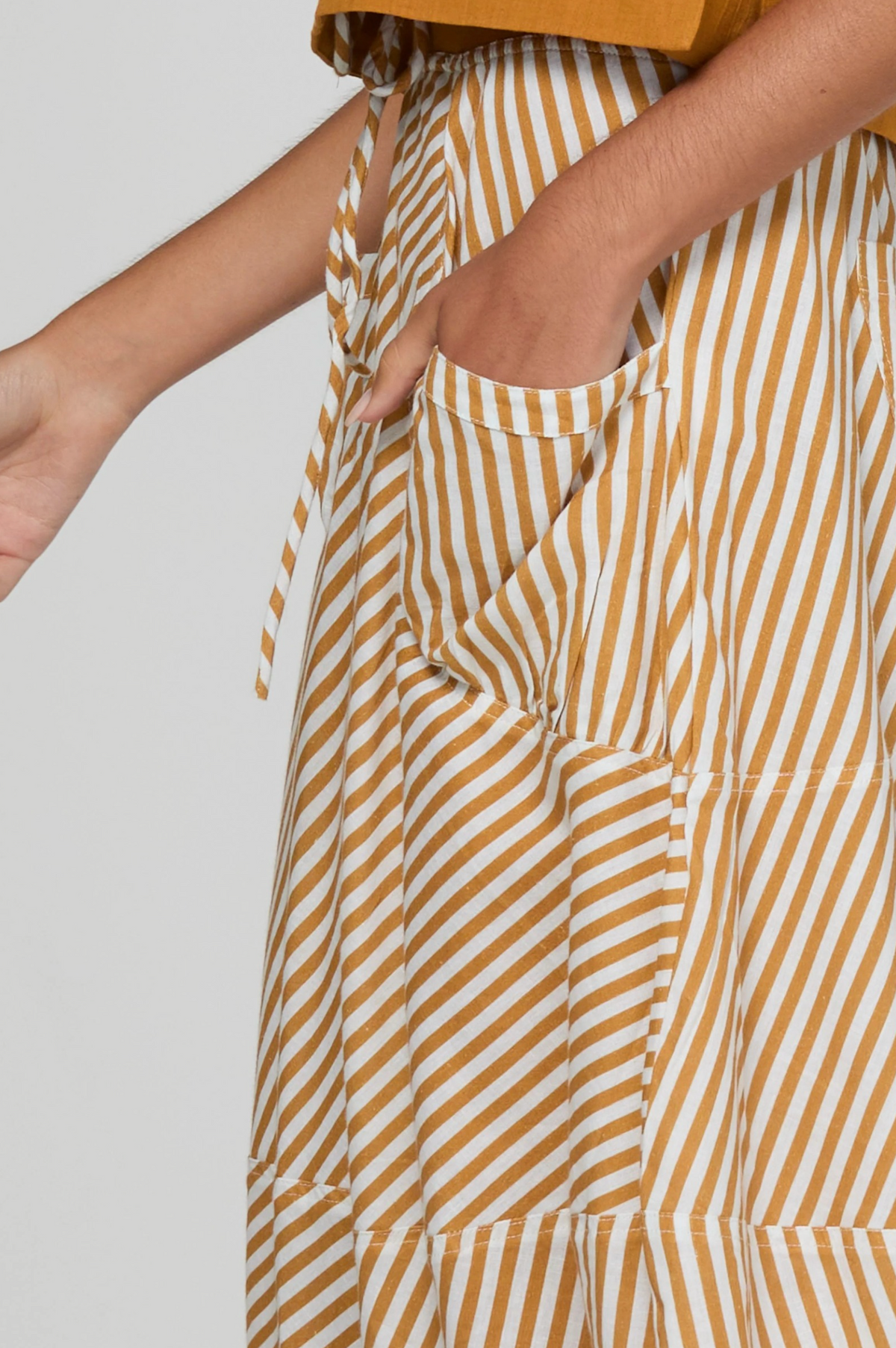 Boom Shankar Guru Skirt in Mustard Stripe