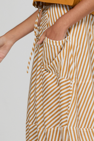 Boom Shankar Guru Skirt in Mustard Stripe