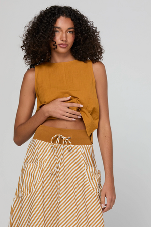 Boom Shankar Guru Skirt in Mustard Stripe