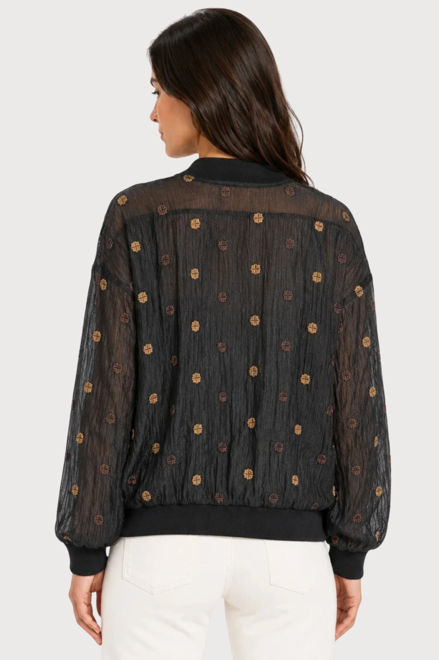 JJ Sisters Sienna Silk Blend Bomber Jacket in Black