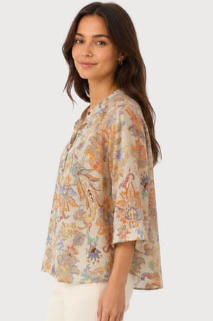 JJ Sisters Sienna Viscose Top in Cream Multi