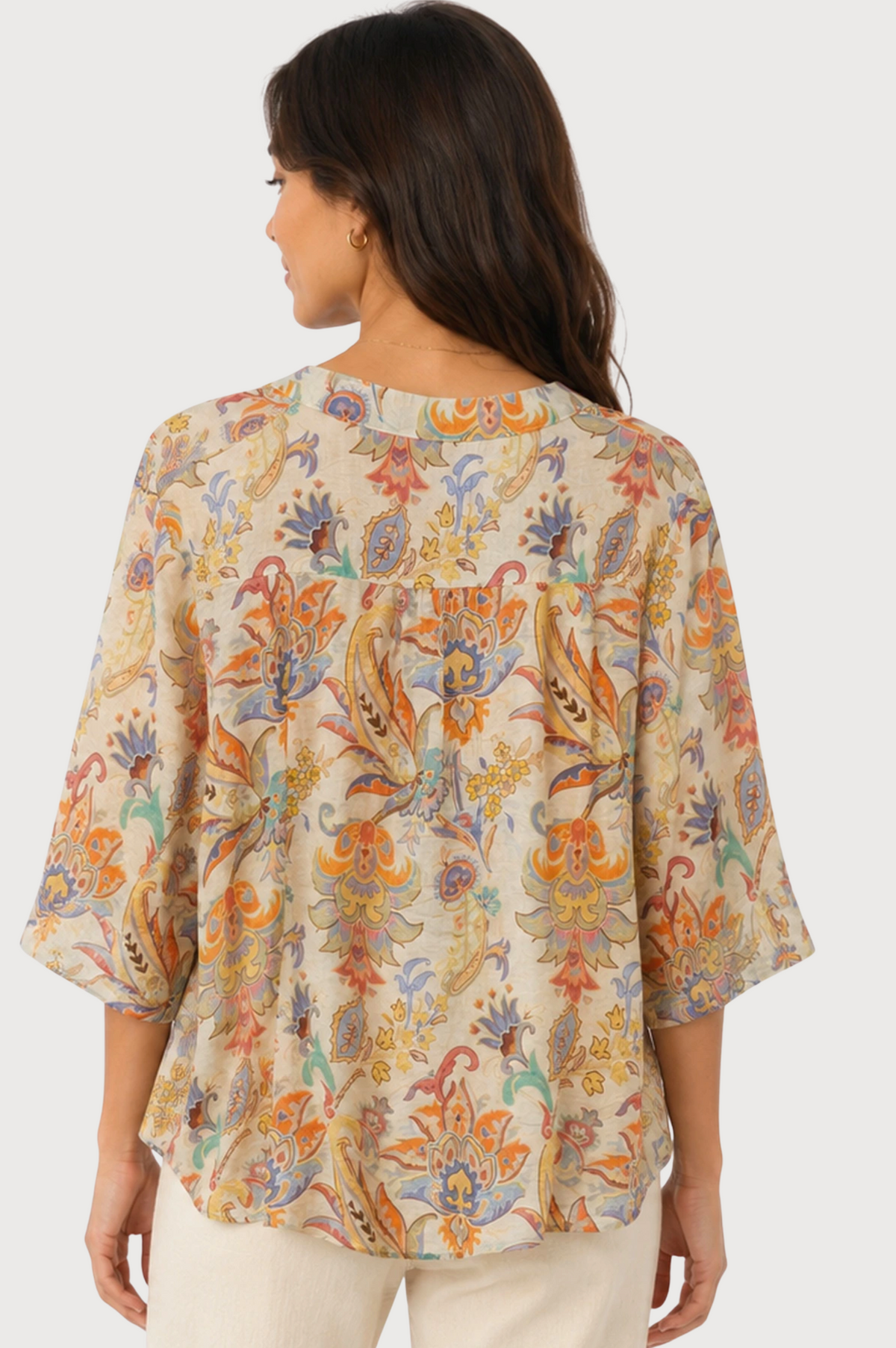 JJ Sisters Sienna Viscose Top in Cream Multi