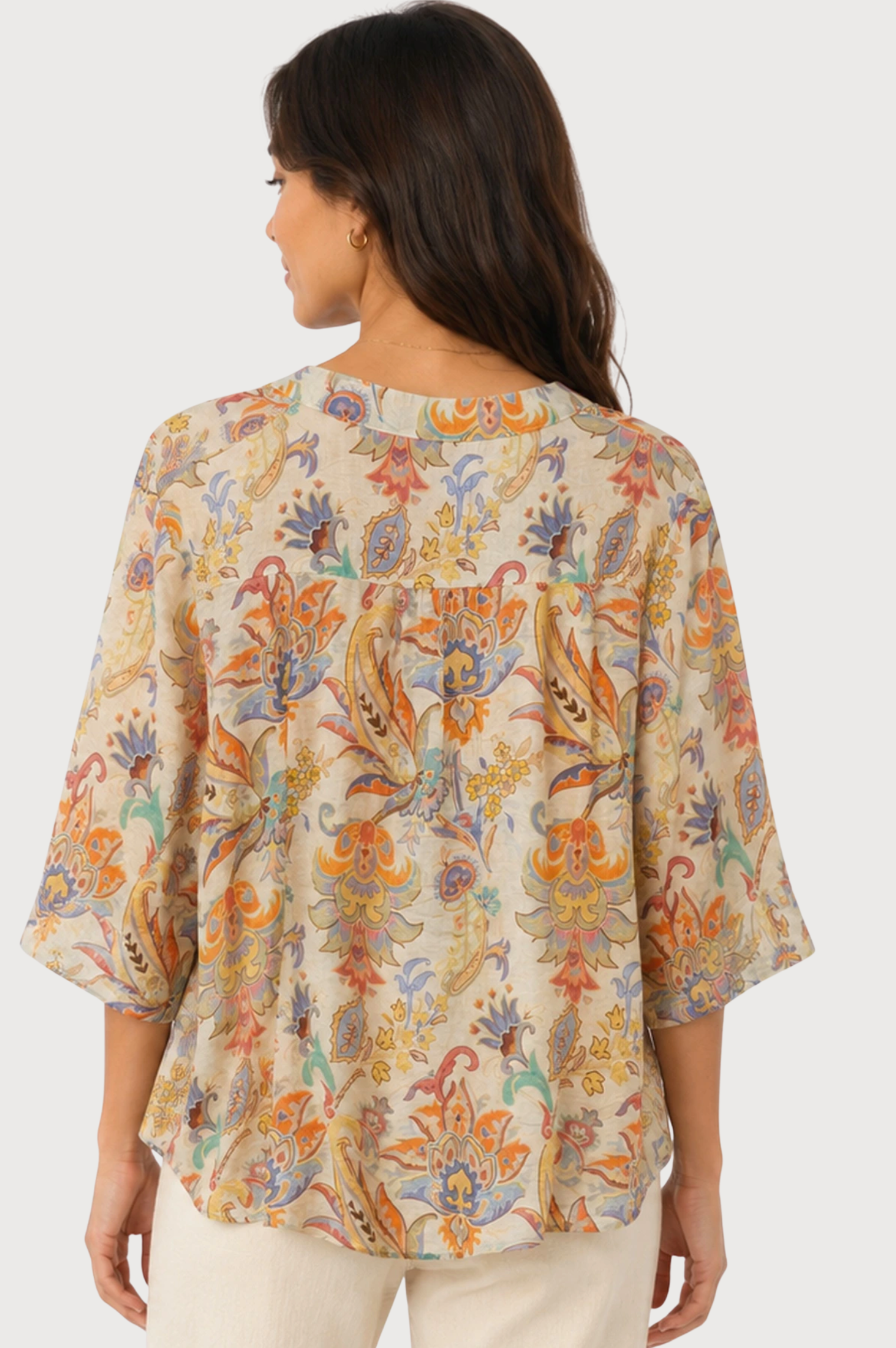 JJ Sisters Sienna Viscose Top in Cream Multi