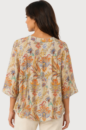 JJ Sisters Sienna Viscose Top in Cream Multi