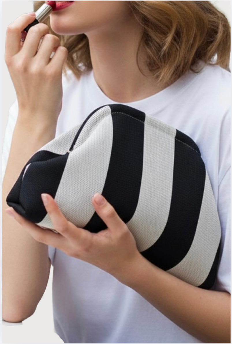 Goldie & Co Laguna Clutch in Black/White Stripe