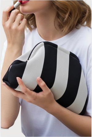 Goldie & Co Laguna Clutch in Black/White Stripe