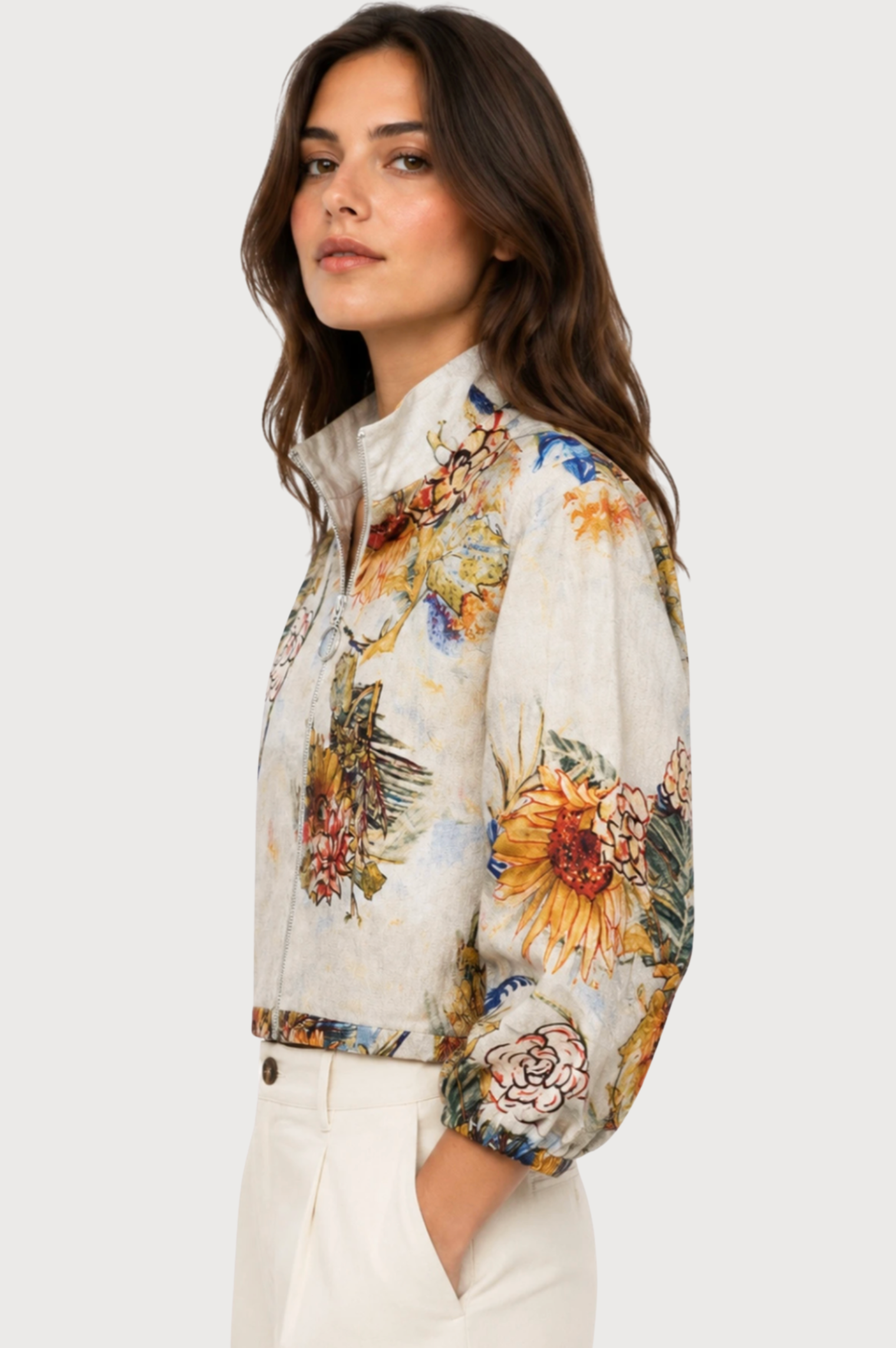 JJ Sisters Paloma Linen Jacket in Abstract