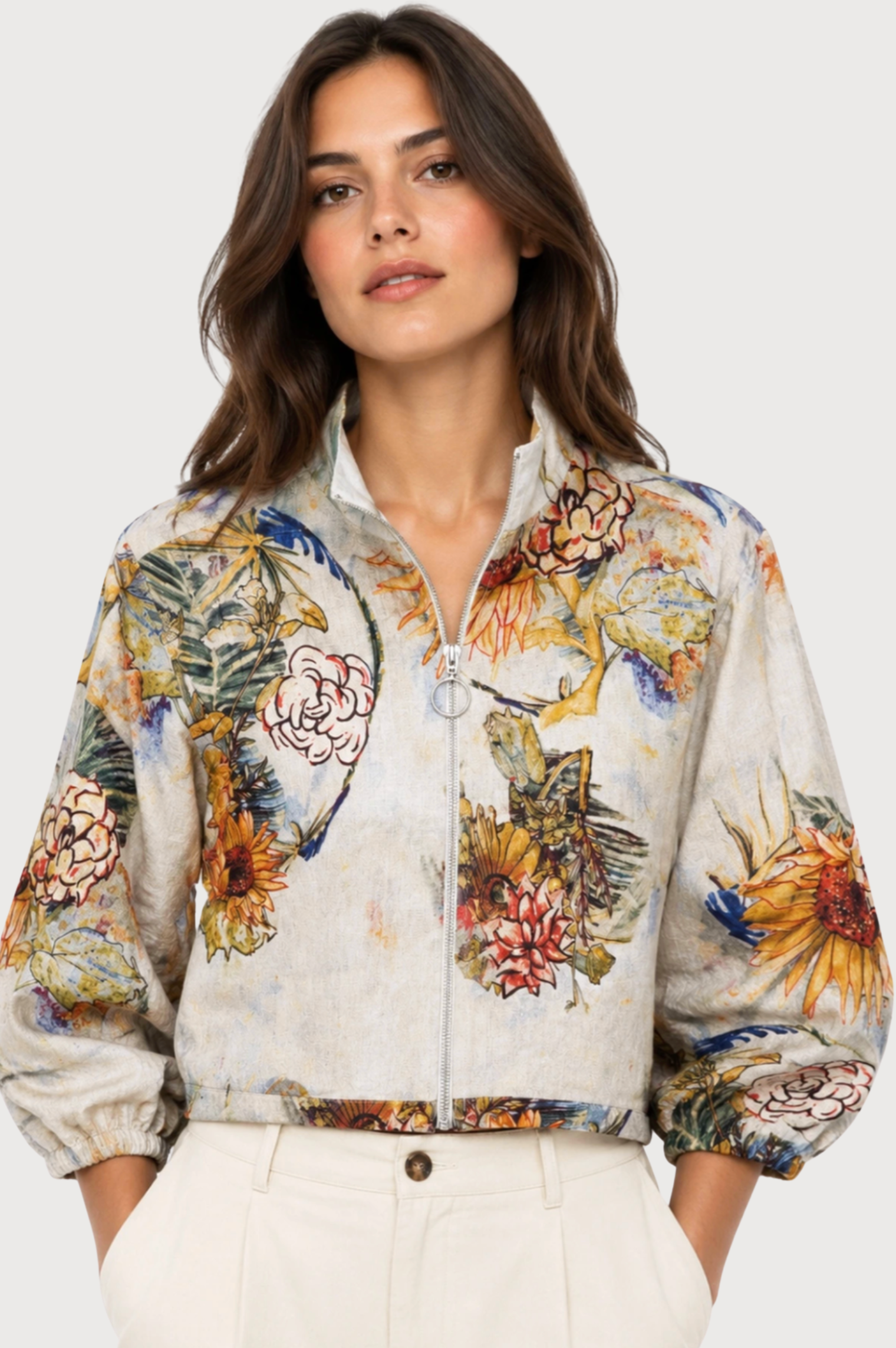 JJ Sisters Paloma Linen Jacket in Abstract