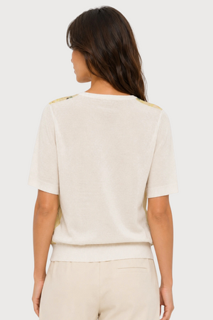 JJ Sisters Sorrento Silk Linen Top in Buttercream Floral